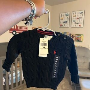 Polo by Ralph Lauren Black Cable-Knit Sweater for Kids